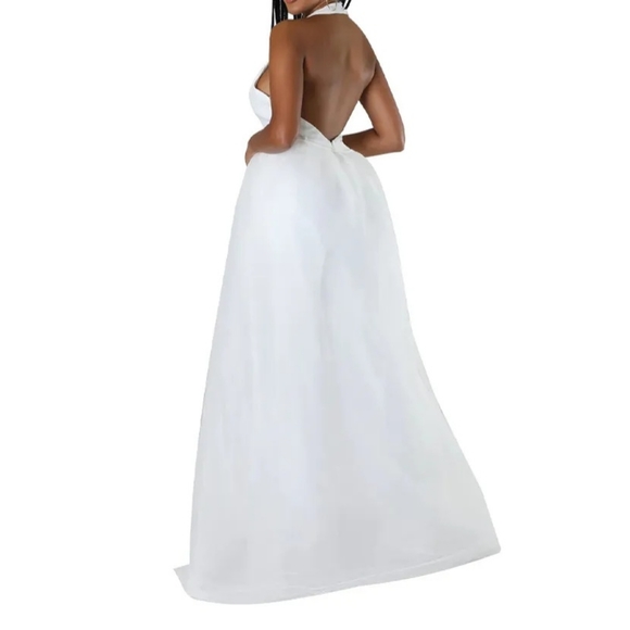 Fashion White Jumpsuit new size S, XL Available Strech Material. With Mesh skirt - Picture 2 of 13